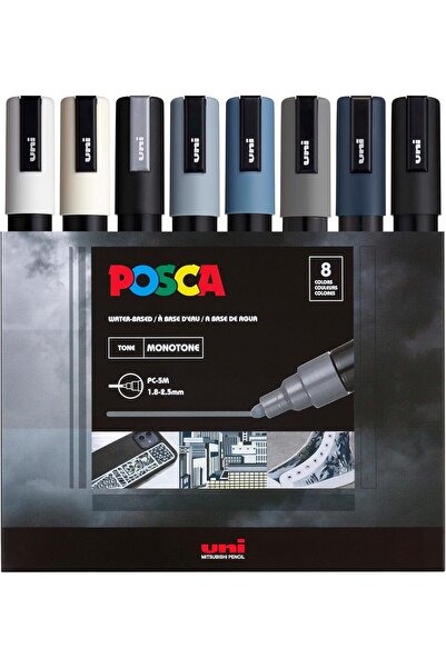 POSCA مجموعة أقلام طلاء أكريليك أحادية اللون برؤوس قابلة للعكس، غير سامة، للر...