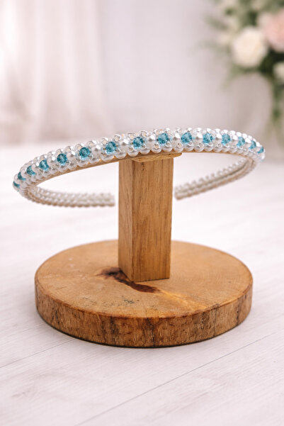 stil+o aksesuar.com Hüner Aksesuar Krşstal Blue White Pearl Maternity Crown E...
