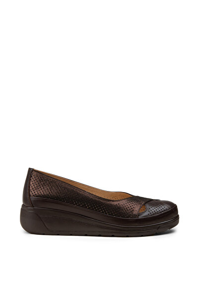 Deery Women's Genuine Leather Brown Wedge Heel Shoes