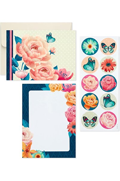 HALLMARK Floral Stationery Set with Desk Organizer, Cards, Envelopes, Notepad...