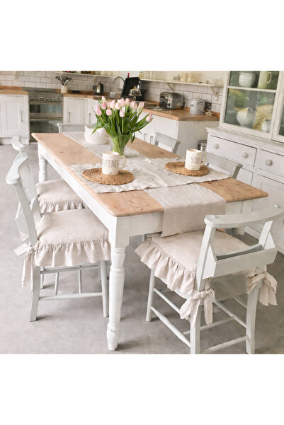 Sister Home Design İskandinav Stil Buldan Pamuk 4’lü Sandalye Minderi | Fırfı...