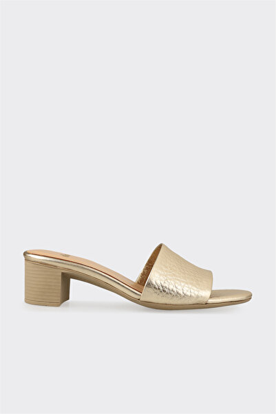 Elle Shoes Gold Deri Kadın Terlik