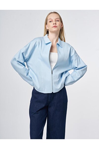 KYR Zipper Closure Non Denim Short Jacket Blue