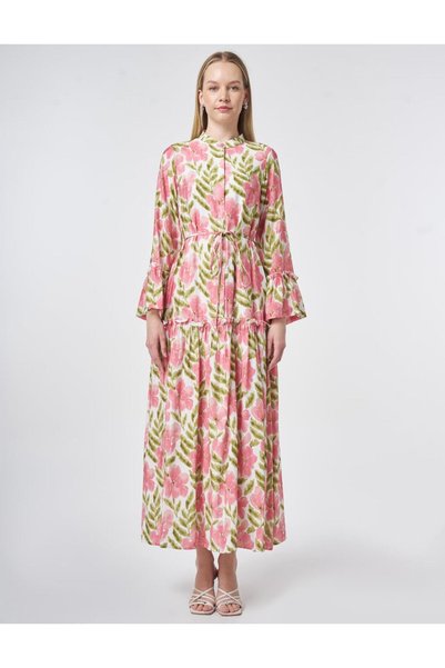 KYR Watercolor Effect Viscose Dress Matcha Green