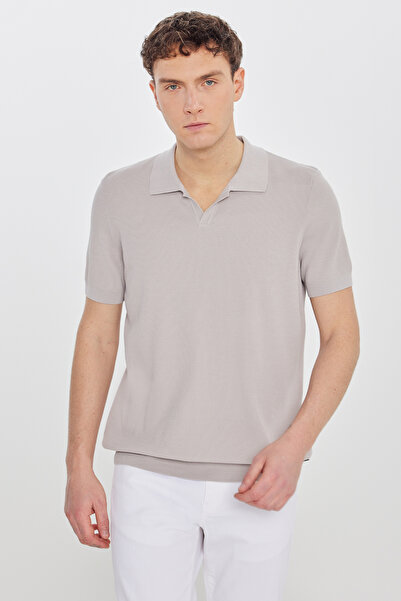 ALTINYILDIZ CLASSICS Ανδρικό ανοιχτό μπεζ 100% βαμβακερό πλεκτό μπλουζάκι με ...