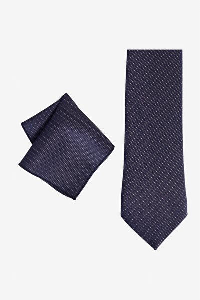 ALTINYILDIZ CLASSICS Ανδρικό Σετ Γραβάτα-Μαντήλι σε Μπλε-Καφέ Σχέδιο