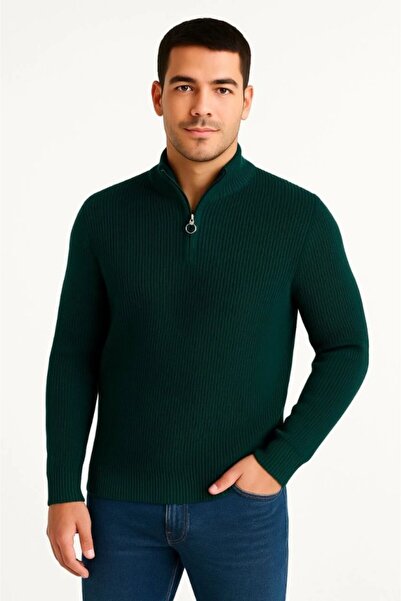 Kanonik Education Men's half-zip knit sweater – thessaloniki knit, stand-up c...