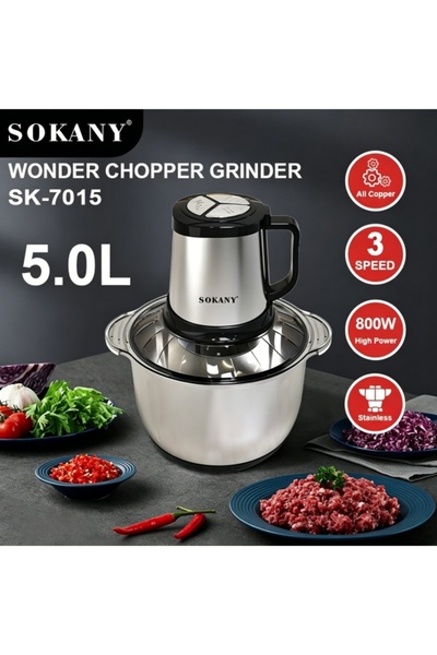 SOKANY 3-in-1 Food Chopper SK-7015 Grinder 800W High Power 5L Large Capacity ...