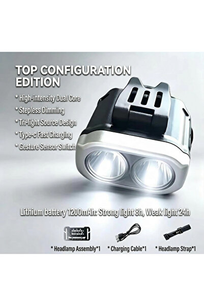 Choice3 مصباح أمامي LED COB 3.0 مع مستشعر حركة قابل لإعادة الشحن بقوة 900 لوم...