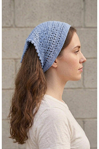 MY VİNTAGE Μπλε Πολύχρωμο Διχτυωτό Μοντέλο Μπαντάνα, Χειροποίητο Πλεκτό Μπαντάνα