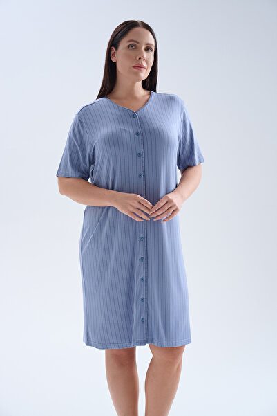 Hays Kadın Plus Size Viskoz Kısa Kollu V Yaka Gecelik