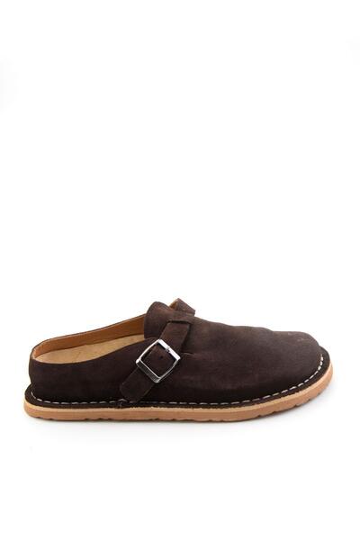 Bambi Καφέ γυναικείες παντόφλες από γνήσιο δέρμα K04608401902