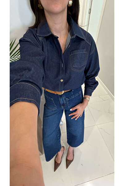 BİRCANÇİL Voled Μπλε Τζιν Πουκάμισο με Λεπτομέρεια Τσέπης