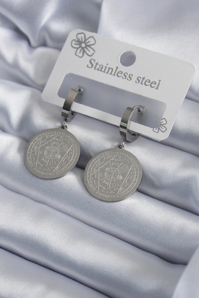 özssa 316L Steel Silver Color Pentagram Star Processing Women's Earrings