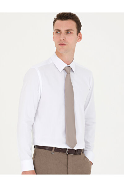 Pierre Cardin قميص أبيض بأكمام طويلة وقصة ضيقة 50269450-VR013