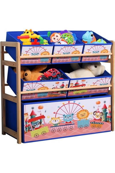 Generic Kids Toy Storage Organizer,3-Tier Wooden,6 Detachable Storage Bins Ex...