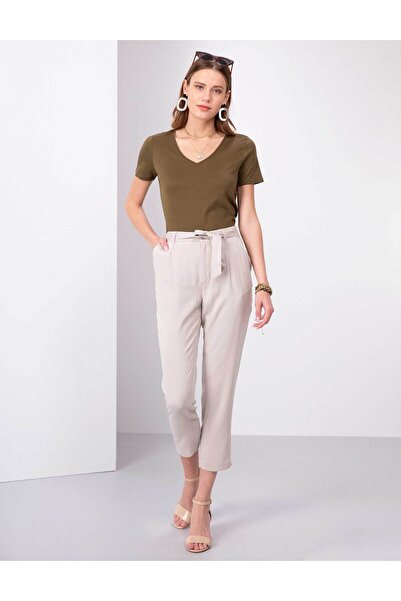 Pierre Cardin Μπεζ υφασμάτινο παντελόνι Havuç Fit 50202845-VR011