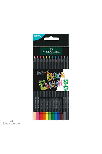 Faber Castell Set de 12 creioane colorate Faber-Castell Black Edition, mină m...