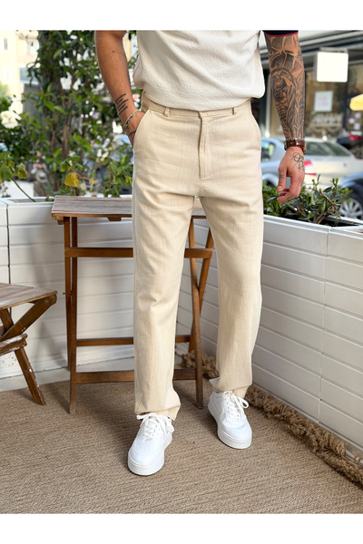 manch collection Κρέμα για λινό παντελόνι κανονικής εφαρμογής