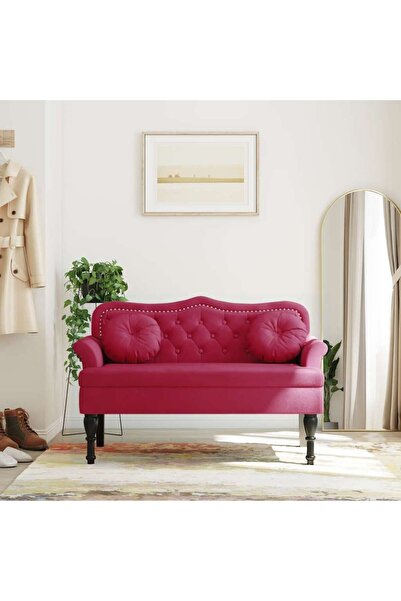 vidaxl Παγκάκι με Μαξιλάρια Μπορντό 120,5 x 65 x 75 εκ. Βελούδινο
