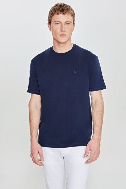 ALTINYILDIZ CLASSICS تي شيرت رجالي ذو ملمس ناعم باللون الأزرق الداكن، ذو تصمي...