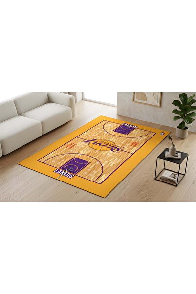 Gergef House Basketbol Sahası Serisi Desenli Dijital Baskı Keçe Tabanlı Moder...