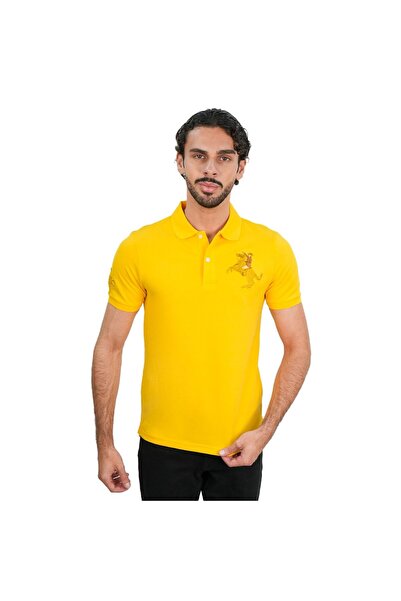 Giordano قميص بولو رجالي ضيق من قماش البيكيه مع تطريز نابليون