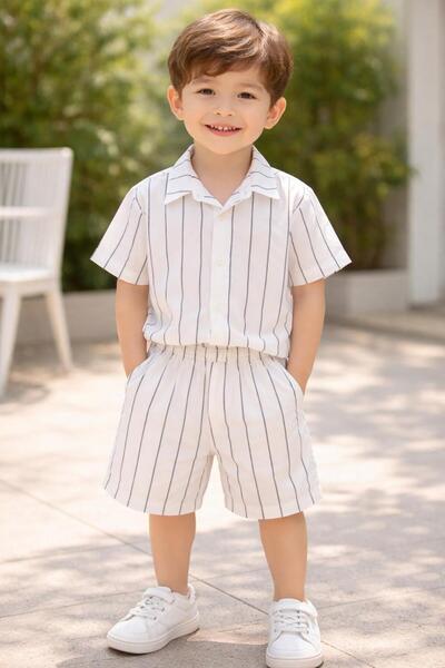 COLORDS Children's Striped Shirt-Shorts Set