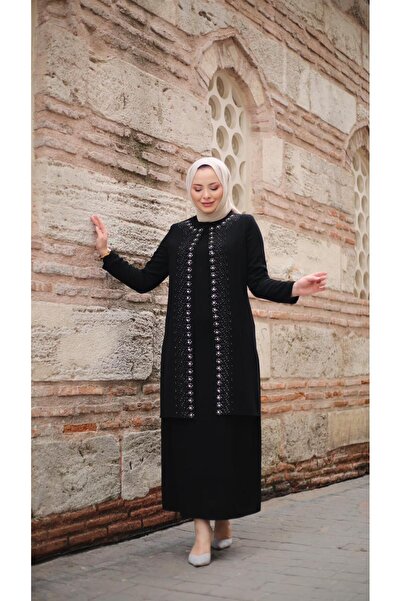 Moda İncir BÜYÜK BEDEN PAPATYA TAŞLI ANNE ELBİSESİ
