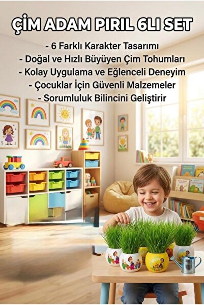Tıfıl Toys Pırıl ve Arkadaşları Karakterli 6'lı Çim Adam Sula Uzat Kes Eğitic...