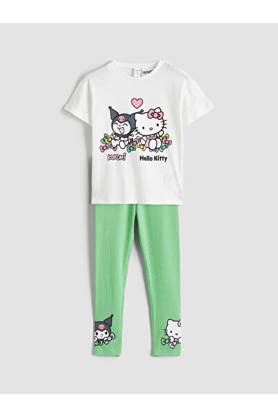 LC Waikiki Tricou și colanți pentru fete cu imprimeu Hello Kitty