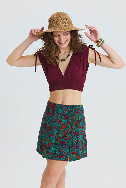 Los banditos Διπλόπλευρη φλοράλ φούστα με φερμουάρ στο πλάι