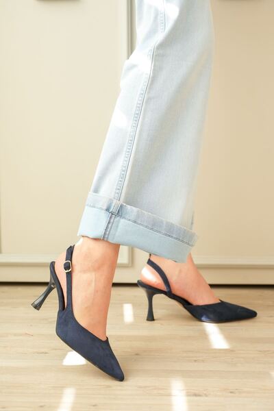 GOFFSHOES Γυναικεία παπούτσια Eleni με λεπτό τακούνι - Μπλε ναυτικό-Σουέντ