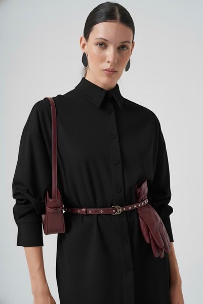 SIDesign Süet Kemer Detaylı Oversize Tunik