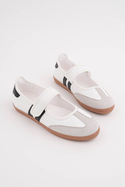 RoseVeno Γυναικεία παπούτσια μπαλαρίνας με λευκό Velcro Mary Jane Daily Sports