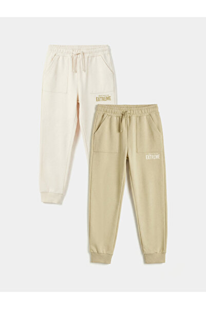 LC Waikiki Pantaloni de trening jogger pentru băieți cu talie elastică, pache...
