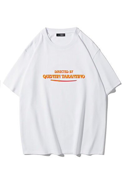 BRZ COLLECTION Tricou unisex supradimensionat Quentin Tarantino (ALB)