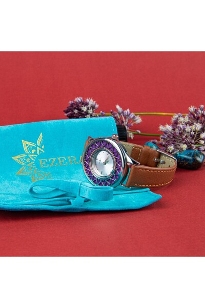 Ezera Ρολόι Αρωματοθεραπείας Καρδιάς από Ανοξείδωτο Ατσάλι, με Καφέ Λουράκι α...