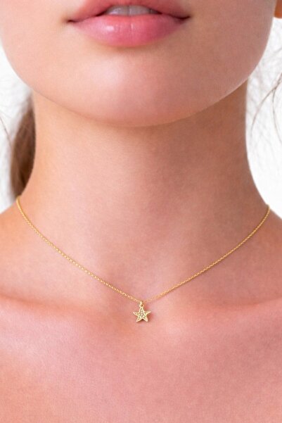 ATALYA ACCESSORY قلادة من الفولاذ مرصعة بحجر الزركون على شكل نجم البحر - قلاد...