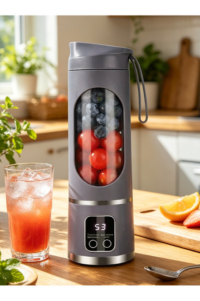 Cookware Bargain Shop خلاط محمول ذكي بتحكم بالشاشة LED قابل للشحن بالUSB لصنع...