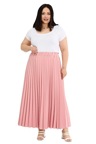 DISENTIS MODEST Μεγάλο μέγεθος, ελαστική μέση, πλισέ μακριά φούστα σε χρώμα π...