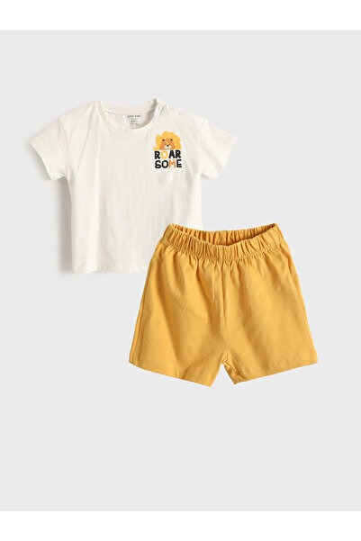 LC Waikiki Set de 2 piese pentru băieți: Tricou imprimat cu guler rotund și p...