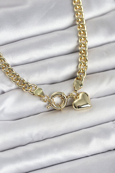 callerrons accessories Heart Detailed Gold Color Brass Women's Necklace // Xd...