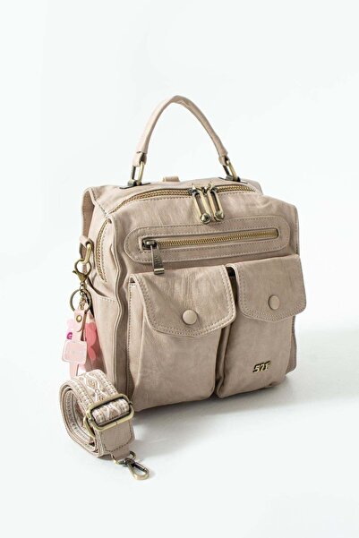 H&D COLLECTİON 571 COLLECTİONE Πλυμένο Δερμάτινο Πολυλειτουργικό Σακίδιο Πλάτ...