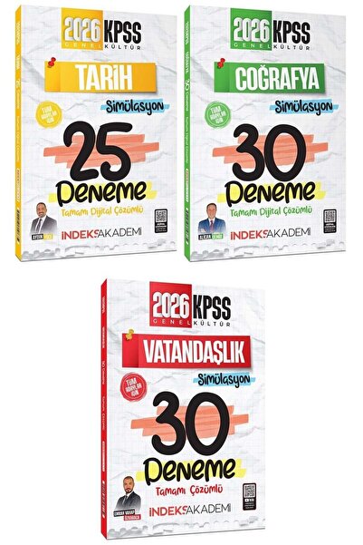 İndeks Akademi 2026 KPSS Tarih+Coğrafya+Vatandaşlık Simülasyon 85 Deneme 3 lü...