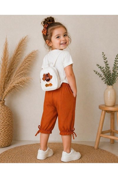 Necix's Bebe Amor Moda Bowknot Girl Printed Bag Gift Capri Set 1-10 Years