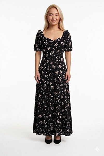 LILIAN Λουλουδάτο μάξι φόρεμα