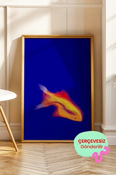 ArtDropsco Minimal Balık Poster Modern Soyut Sanat Duvar Dekoru Çerçevesiz