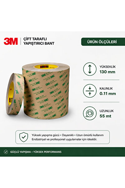 3M 468MP Çift Taraflı Transfer Bant 130 mm x 55 mt Süper Güçlü Yapıştırıcı 0....