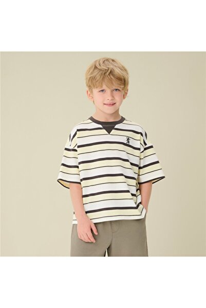 Giordano تي شيرت جونيورز أوفر سايز 90's Recall مخطط